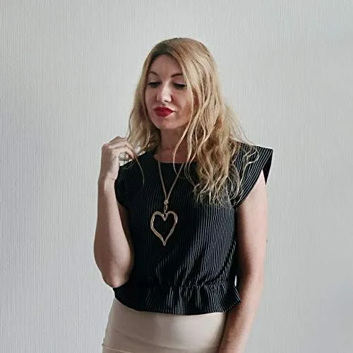 Vista 5 de Collar con colgante de corazón de amor para mujer, joyería de moda, collares largos de suéter Chian