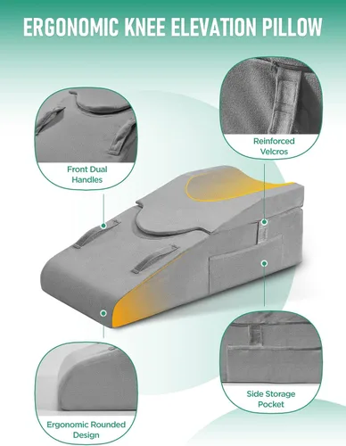 Vista 6 de Almohada de rodilla para cirugía de reemplazo de rodilla, almohada de elevación de pierna de rodilla de espuma viscoelástica para recuperación