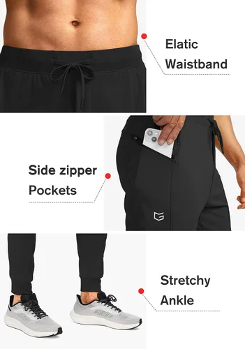 Vista 5 de G Gradual Pantalones deportivos para hombre con bolsillos con cremallera, elásticos, cónicos, pantalones deportivos para hombre, entrenamiento