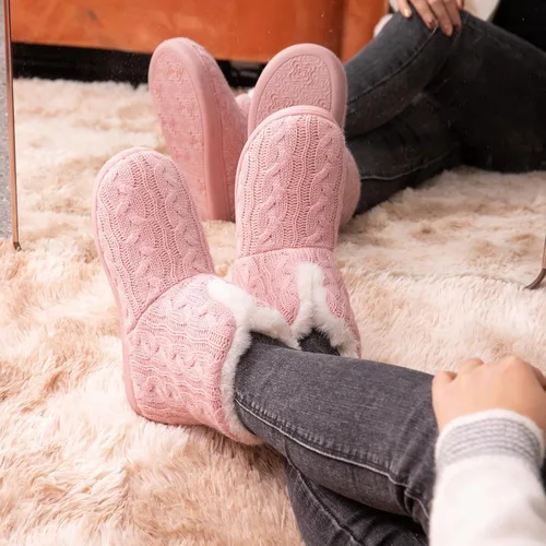 Vista 2 de HomeTop Pantuflas mullidas de espuma viscoelástica para mujer con suela de goma para interiores y exteriores