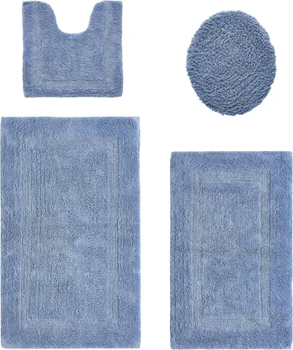 Vista 176 de Better Trends - Juego de 2 alfombras de baño 100% algodón, extra suaves, con borlas, de 17" x 24", alfombra de baño superabsorbente y reversible