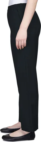 Vista 5 de Alfred Dunner Pantalones de poliéster con cintura elástica en todo el contorno talla petite - Estilo sin cremallera Negro