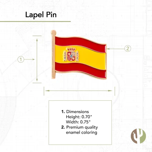Vista 2 de Pin de solapa de España esmaltado en el campo, hecho de metal para recuerdo, para hombres y mujeres, patriótico español