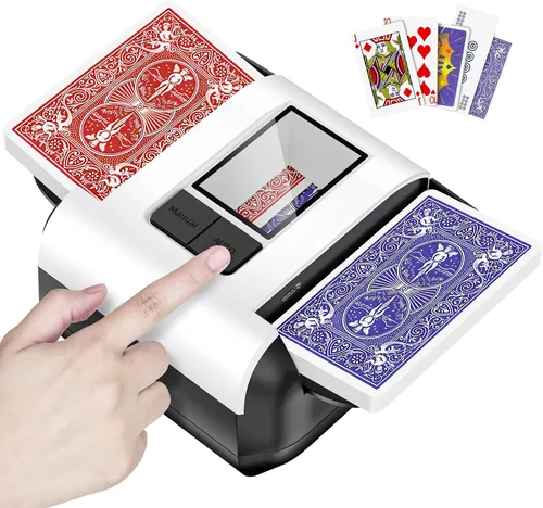 Vista 9 de Barajador automático de tarjetas para 1-2 barajas con dos modos automático/manual, USB-C recargable, funcionamiento silencioso, compatible con Texas