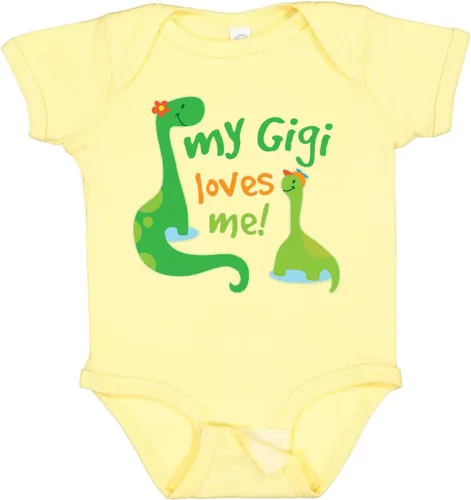Vista 13 de inktastic My Gigi Loves Me Grandson - Body de dinosaurio para bebé 0020 Blanco