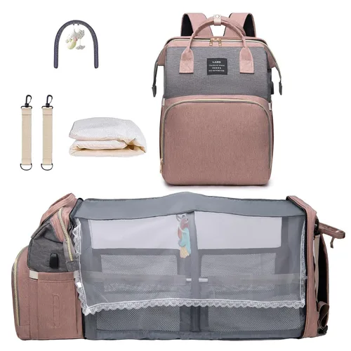 Vista 8 de ANWTOTU Mochila Bolsa para Pañales, Verde militar Mochila de viaje impermeable multifuncional con cambiador, estuche para chupete y correas