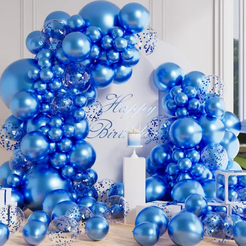 Vista 16 de AULE 100 globos metálicos negros de diferentes tamaños 18/12/10/5 pulgadas, globos de látex cromados brillantes de helio para decoración de fiesta