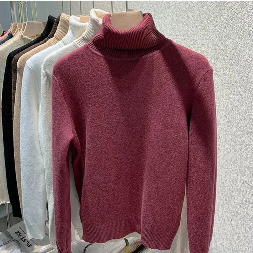 Vista 6 de oliwex Camiseta de punto grueso de forro polar de invierno, 2023, nuevo suéter casual grueso de cuello alto, suave y térmico