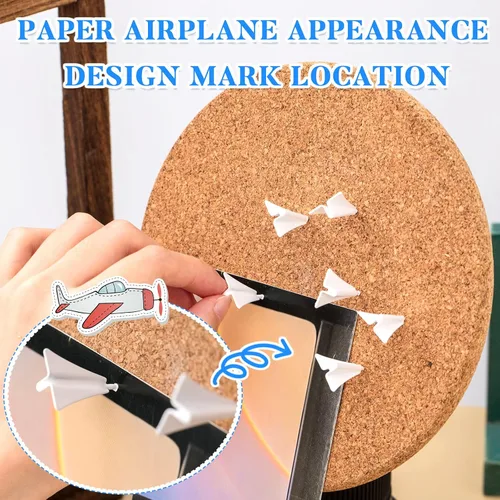 Vista 4 de Harloon 24 alfileres de papel para avión para mapa, pasadores de cubículo de metal, tachuelas creativas para tablero de corcho, chincheta