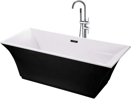 Vista 2 de Fine Fixtures Sanctuary Bañera Independiente Negro Con Desagüe Incluido