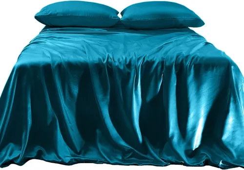 Vista 20 de Elegant Comfort Lujoso juego de sábanas de satén sedoso de 4 piezas, agradable para la piel y el cabello, resistente a las arrugas, la decoloración