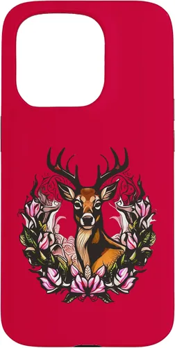 Vista 13 de Arkansas Deer with Antlers and Apple Blossom Tattoo Art Case for iPhone 17