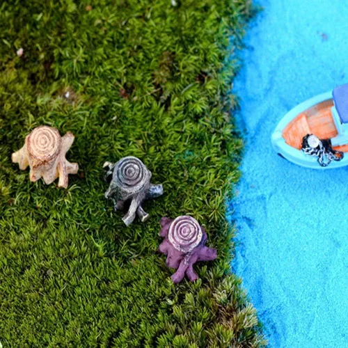Vista 5 de 3 piezas de tocón de árbol artificial, mini figuras de jardín, tocones, mini tocón de raíz, jardín de hadas, miniaturas, gnomos, musgo, terrarios