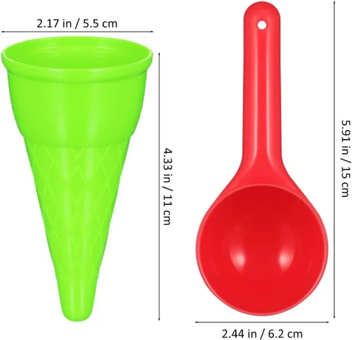 Vista 2 de TOYANDONA Juego de moldes de arena para niños, 10 unidades, conos de helado, conos de cuchara, juegos de arena para exteriores, juego de juguetes