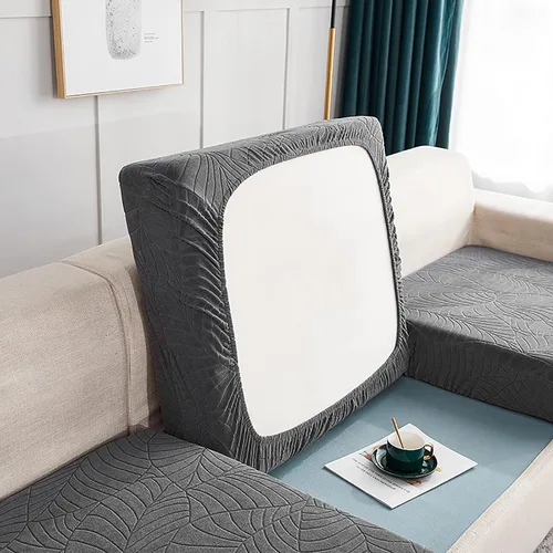 Vista 9 de Fundas de cojín impermeables para asiento de sofá, fundas elásticas de cojín de jacquard de elastano, protector de muebles grueso con parte inferior