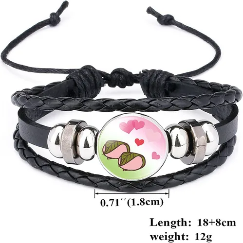Vista 3 de MHTYYDS Demon Slayer Kimetsu no Yaiba para Kanroji Mitsuri - Pulsera de cuero con piedras preciosas para niño y niña, joyería genial para decoración