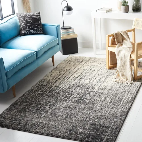 Vista 7 de SAFAVIEH Retro Collection - Alfombra decorativa de 2 x 3 pies, color negro y gris claro, diseño abstracto moderno, no desprende pelusa y de fácil