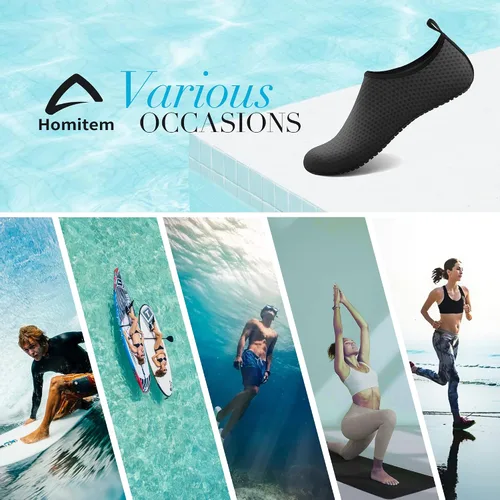 Vista 6 de Homitem Zapatos de agua para mujeres y hombres, calcetines acuáticos para natación, playa, piscina, río, sin cordones, de secado rápido