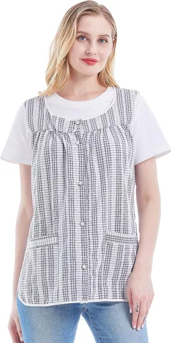 Vista 3 de Nanxson Delantales de Cobber para mujer con bolsillos delantal con botones para cocinar cocina chef CF3152