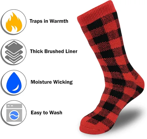 Vista 4 de HOT FEET Thermal Socks for Men 24 Pack, Extreme Cold Boots Socks -Winter Insulated Socks, Cold Weather Size 6-12