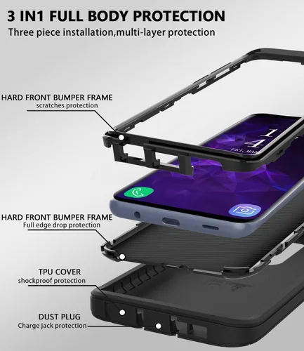 Vista 2 de Funda protectora a prueba de golpes para Samsung Galaxy S9 Plus, 6.2 pulgadas (negro)