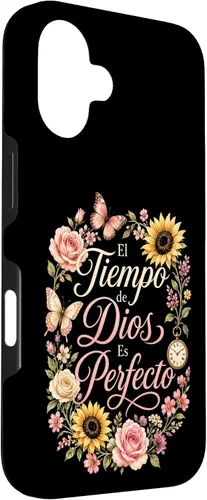 Vista 3 de Fe Cristiana El Tiempo De Dios ES Perfecto Floral Wreath Case for iPhone 16