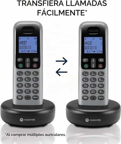 Vista 2 de Motorola Teléfono inalámbrico, 3 teléfonos, DECT 6.0 de largo alcance, pantalla retroiluminada brillante, botones grandes fáciles de usar, bloqueo