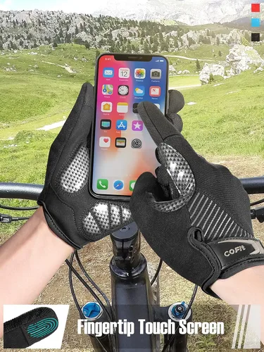 Vista 4 de COFIT Guantes de ciclismo antideslizantes para hombres y mujeres, guantes transpirables para pantalla táctil, guantes de bicicleta de montaña