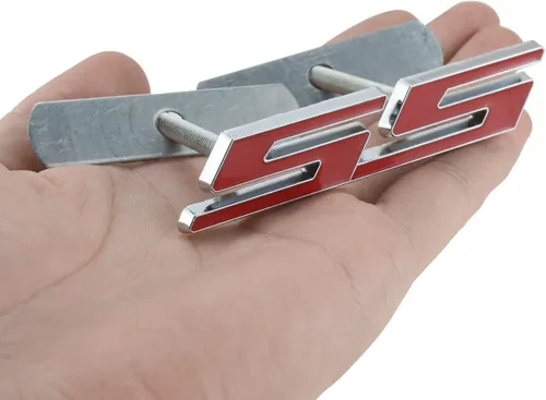 Vista 9 de 1 calcomanía de metal 3D para rejilla delantera, emblema SS para automóvil (negro y rojo)