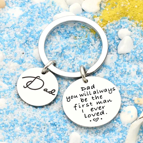 Vista 5 de Regalo para papá de hija, hijo, llavero para hombre, regalos de boda, día del padre, papá, siempre serás el primer hombre que amé, Metal