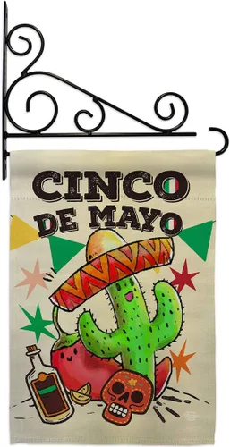 Vista 10 de Bandera de arpillera para jardín del Cinco de Mayo, fiesta de verano, cactus y piñata, sombrero para fiesta mexicana, pequeño regalo decorativo