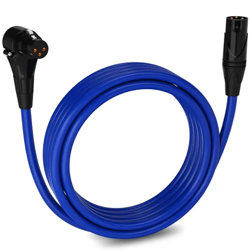 Vista 83 de LyxPro Cable de micrófono XLR hembra a macho de ángulo recto de 3 pines de 1.5 pies para altavoces amplificados, interfaz de audio, rendimiento