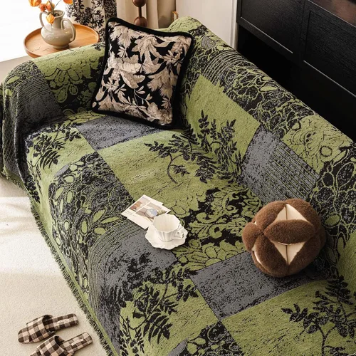 Vista 15 de HANDONTIME Funda para sofá para perros lavable con estampado floral de pájaros para sofás y sillones, funda de sofá negra con flores de jacquard