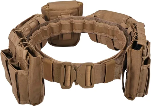Vista 6 de YAKEDA - Cinturón táctico de batalla para uso público, con bolsas, 7 en 1