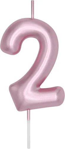 Vista 182 de DERVENTA Vela con números de 2.36 pulgadas, decoración perfecta para cumpleaños, brunch, postre, pastel, 1 pieza (número 0 rosa)