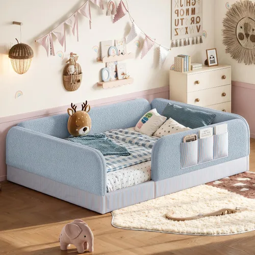 Vista 15 de Bellemave Twin Size Corduroy Upholstered Montessori Floor Bed Frame,Beige