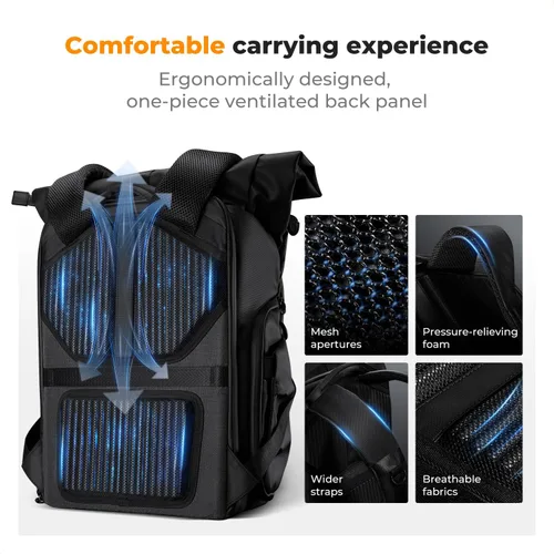 Vista 3 de K&F CONCEPT Mochila para cámara, bolsa para cámara con compartimento para laptop de 15.6 pulgadas, mochila expandible con bolsillo superior