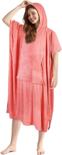 Vista 7 de Tirrinia Toalla cambiadora de poncho de surf con capucha, traje de neopreno de microfibra de secado rápido para surf, playa, natación, piscina