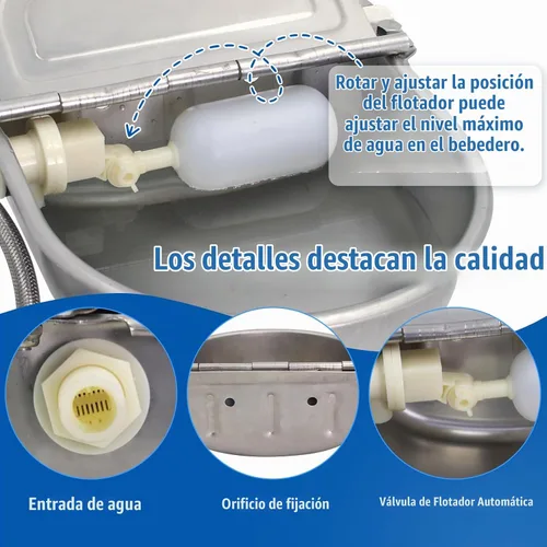 Vista 3 de Bebedero automático para ganado, acero inoxidable 304 con válvula de flotador, cuenco de riego de animales para perros, caballos, cabras, ganado