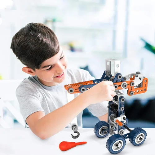 Vista 5 de Mobius - Juego de construcción STEM 12 en 1, 152 piezas, juguete de Naranja y azul - 12 en 1 - 152 piezas