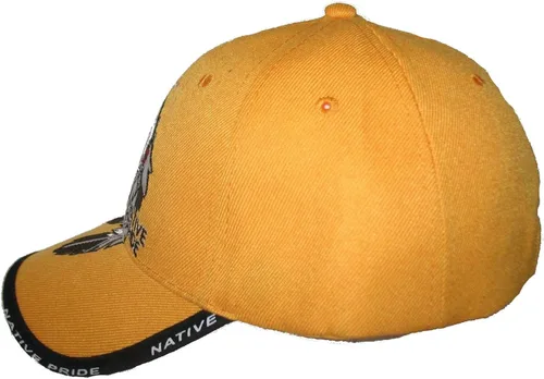 Vista 7 de Gorra de bola bordada de color amarillo con águila nativa india del orgullo nativo americano