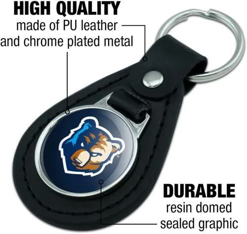 Vista 5 de GRAPHICS & MORE Bob Jones University Primary Logo Black Leather Keychain