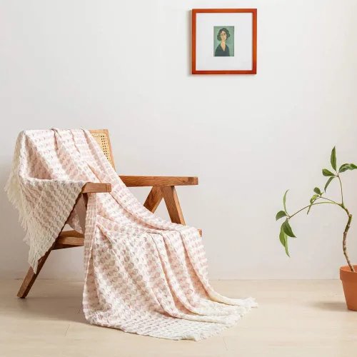 Vista 11 de Simple&Opulence Manta de 100 % algodón para cama, sofá, tejido jacquard de hilo teñido con borlas, suave, ligera, acogedora, transpirable, Verde