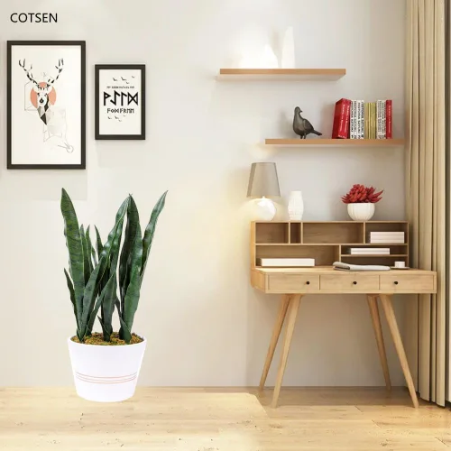 Vista 5 de COTSEN Paquete de 5 plantas artificiales de serpiente, plantas artificiales de agave falsas, sansevieria, sin maceta, de 30 pulgadas, adecuadas