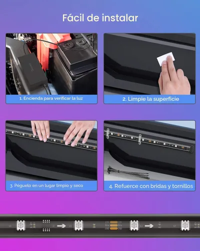 Vista 7 de Govee Luces de coche Underglow, 4 piezas, RGBIC, luces LED inteligentes