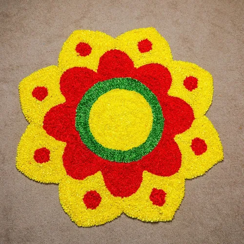 Vista 7 de Festive Floral Rangoli Rangoli de diseño acrílico para decoración tradicional india, decoración de piso interior de puerta del hogar, Diwali