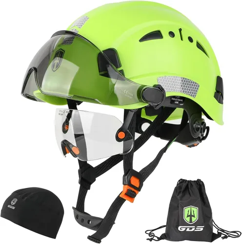 Vista 14 de GREEN DEVIL Casco de seguridad con visera tintada y transparente con ventilación Casco de construcción ABS Cascos de construcción para hombres