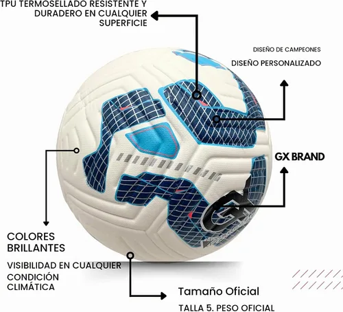 Vista 4 de GX Soccer Academy Tour+ Professional Soccer Ball, Size 5, Green and White Competition Ball