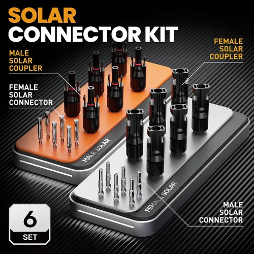 Vista 4 de Kit de herramientas de crimpado de conector solar SOMELINE, crimpador de 14-10 AWG para cable de panel solar con 6 pares de conectores solares
