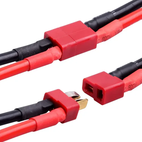 Vista 4 de Yowoo - 2 pares de enchufe en T a EC5 macho hembra adaptador de conector RC con 12awg 1.96 pulgadas cable para RC FPV vehículo Power Wire Lipo